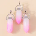 Set of three pink gradient hexagonal bullet pendants with silver metal clasps - White Pink Gradient Bullet Head