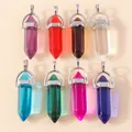 Zeshoekige kristallen hangers in acht kleuren met zilveren oogje voor DIY-sieraden - Meerkleurig
