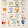 Macro detail of Chinese moon festival enamel charms with specific dimensions and weights - Mixed Rabbit Styles
