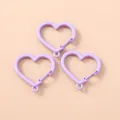 Tre moschettoni viola a forma di cuore in metallo opaco per accessori di portachiavi fai-da-te - Viola