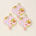 Detail of pink enamel bunny lantern charms in gold-tone alloy for DIY jewelry - Pink Lantern Style