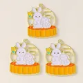 Detailed view of 3 enamel bunny mooncake charms for Mid-Autumn festival DIY jewelry craft - Mooncake with Rabbit Style