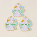 Close-up of Chinese style rabbit charms with enamel flute detail for DIY jewelry making - Rabbit Playing Flute Style