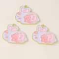 Detail view of rabbit-shaped enamel charms with Happy Mid-Autumn Festival engraving - Rabbit Figure Style