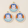 Detail of enamel bunny pendants with Mid-Autumn Festival greeting for DIY jewelry - Rabbit Mooncake Style