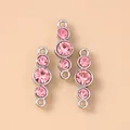 Silver metal link with pink crystals for DIY jewelry making necklaces and bracelets - Silver Pink
