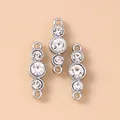 Three silver connector charms with clear cubic zirconia for DIY jewelry making - Silver