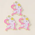 Three cute white rabbit enamel pendants with golden edges for Mid-Autumn DIY jewelry making - Dancing Rabbit Style