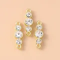 Three-stone gold rhinestone connector charms for DIY necklace and bracelet crafting - Gold White