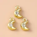 Exquisite goldene Mondsichel-Anhänger mit Strasssteinen für DIY-Schmuckherstellung - Sichelmond Stil / Gold