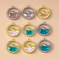 Whale and wave pendants set in colorful crystal for DIY jewelry making accessories - Multicolor