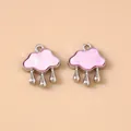 Dettaglio pendente nuvola argento con intarsio in conchiglia rosa e goccioline - 5 Pezzi/Confezione / Argento e Viola