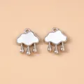 Ciondoli a nuvola con intarsio in conchiglia e gocce d'argento per gioielli fai-da-te - 5 Pezzi/Confezione / Argento