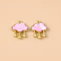 Pendaglio a nuvola e goccia con cornice dorata e intarsio in madreperla rosa dettagliato - 5 Pezzi/Confezione / Oro-Viola
