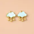 Ciondoli a nuvola dorata con inserti in conchiglia blu per creazione gioielli fai-da-te - 5 Pezzi/Confezione / Blu Oro