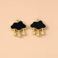 Exquise zwarte wolk en gouden regendruppel hangers voor DIY sieraden maken - Verpakking van 5 / Goud Zwart