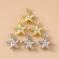 5er-Set Sternanhänger mit Straßsteinen in Gold und Silber für DIY-Schmuckherstellung - Mehrfarbig