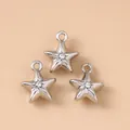 Silberne Sternanhänger mit Strasssteinen für DIY-Ohrringe und Halsketten 3-teiliges Set - Silber