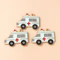 Three gold-plated ambulance charms with blue enamel and red cross for DIY jewelry making - Blue