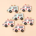 Set of ambulance alloy charms in white, blue, and pink with red cross for DIY jewelry - Multicolor