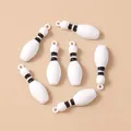 Lot de pendentifs de bowling blancs avec rayures noires pour bijoux DIY - Noir