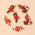 Detailed view of red and white Christmas candy cane charms with gold bows for DIY crafts - Christmas Candy Cane Mixed Styles