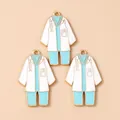 Colgantes esmaltados de uniforme de enfermera con estetoscopio para bisutería DIY y llaveros - Azul