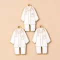 Colgantes de esmalte de bata de enfermera con estetoscopio para creación de joyas - Blanco