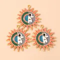 Solar astronaut enamel charms set in bright yellow and orange for DIY jewelry making - Sun Astronaut Style