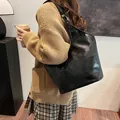 Chic black patchwork leather tote bag for women, large capacity shoulder bag for daily use - Black