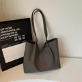 Dark grey canvas tote bag with orange embroidery lettering for a minimalist casual look - Style Without Charm / Dark Gray (No Charm)
