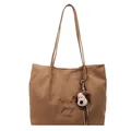 Sac cabas en toile marron avec broderie et un joli pendentif en peluche pour chien - Marron (Avec Pendentif)