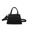 Retro black crossbody bag with quilted finish and adjustable shoulder strap - Black