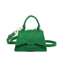 Green felt mini tote bag with classic rhombus pattern and gold metal buckles - Green