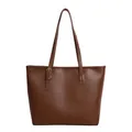Borsa tote da donna in pelle marrone con logo dorato e tracolle eleganti - caffè