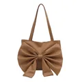 Elegante borsa tote marrone con fiocco oversize e manici sottili per stile quotidiano - Kaki