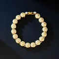 Hip hop style gold circular link bracelet featuring brilliant pavé-set crystals - Bracelet / Gold