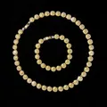 Ensemble collier et bracelet à maillons cubains dorés sertis de zircons ronds pour homme - Bracelet et Collier Court / Or