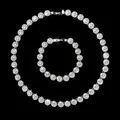 Parure hip-hop en argent avec chaîne tennis diamantée étincelante et bracelet assorti - Bracelet et Collier Court / Argent
