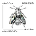 Broche de abeja vintage en aleación con alas de concha de abulón natural y plata - Plateado