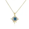 Collar bohemio bañado en oro 18K con colgante ojo turco azul y adornos colgantes - Estilo de Tres Puntas y Gotas (21301)