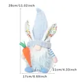 Easter gnome plush doll with floral rabbit ears holding a carrot, 28cm tall variant - Blue Male Style (Carrot)