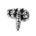 Retro punk rock stainless steel middle finger ring for men in silver finish - Style 2 / Size 8