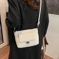 Chic cream corduroy shoulder bag with gold twist lock and adjustable strap for women - 20*12*16 / Off White