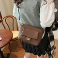 Brown pleated shoulder bag with golden twist lock shown in a stylish lifestyle setting - 20*12*16 / Brown