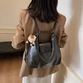 Borsa a spalla retrò in pelle nera con ciondolo di peluche e patta magnetica per donna - 32*13*30 / Nero (Con Ciondolo)