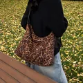 Large leopard print tote bag in brown and black faux suede with slim black straps - Large Style / Leopard Coffee