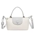 Bolso de mano beige minimalista con relieve de cocodrilo, asa y correa desmontable - Gris