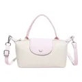 Mini bolso de mano en beige y rosa con motivos florales de encaje en relieve - Rosa