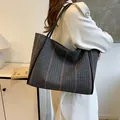 Bolso tote retro con estampado de pata de gallo en negro y gris con detalles naranja - 37*11*30 / Negro